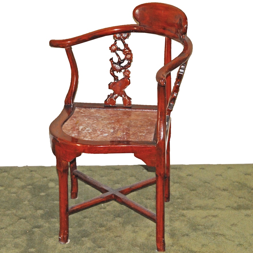 Chinese Marble Seat Corner Chair