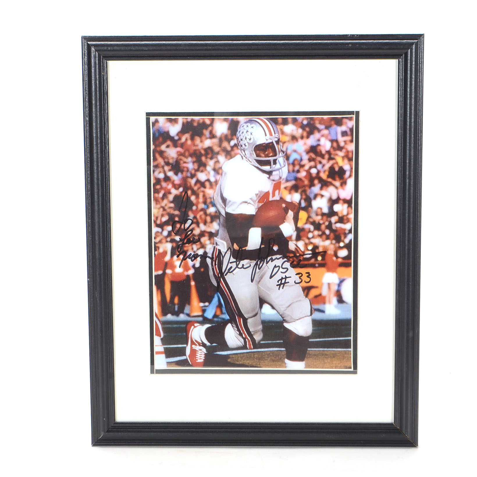 Two Signed Pete Johnson Ohio State and Bengals Football Photos