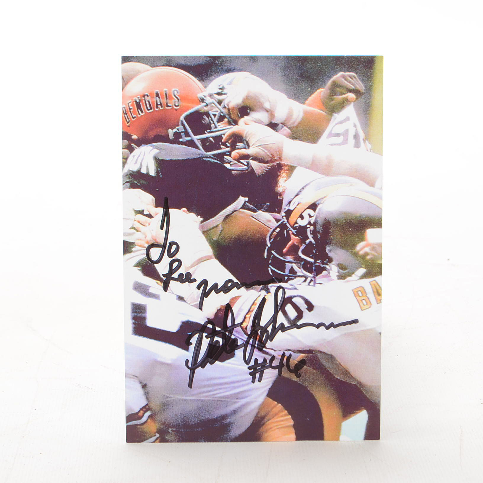 Two Signed Pete Johnson Ohio State and Bengals Football Photos