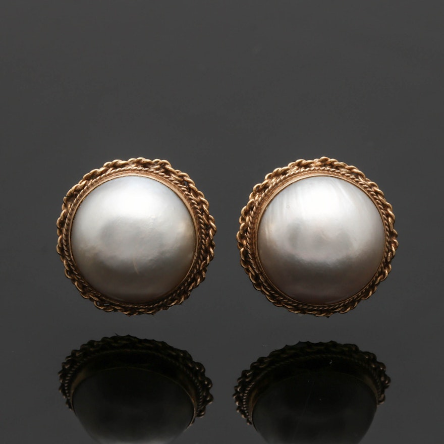 14K Yellow Gold Cultured Pearl Earrings