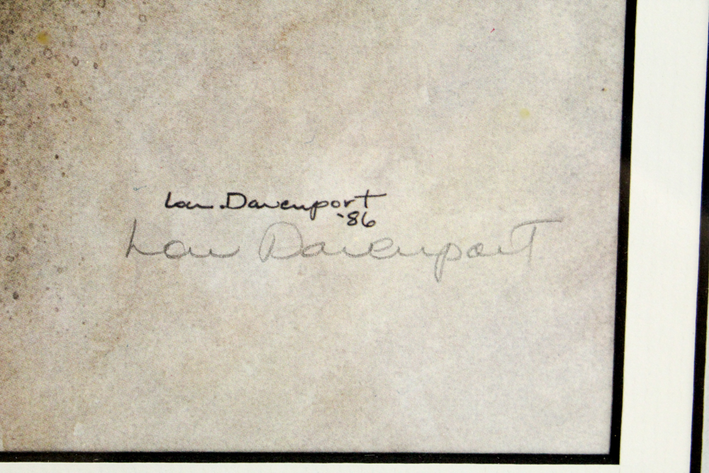 Lou Davenport 1980s Offset Lithograph Print After Still Life with Quilt