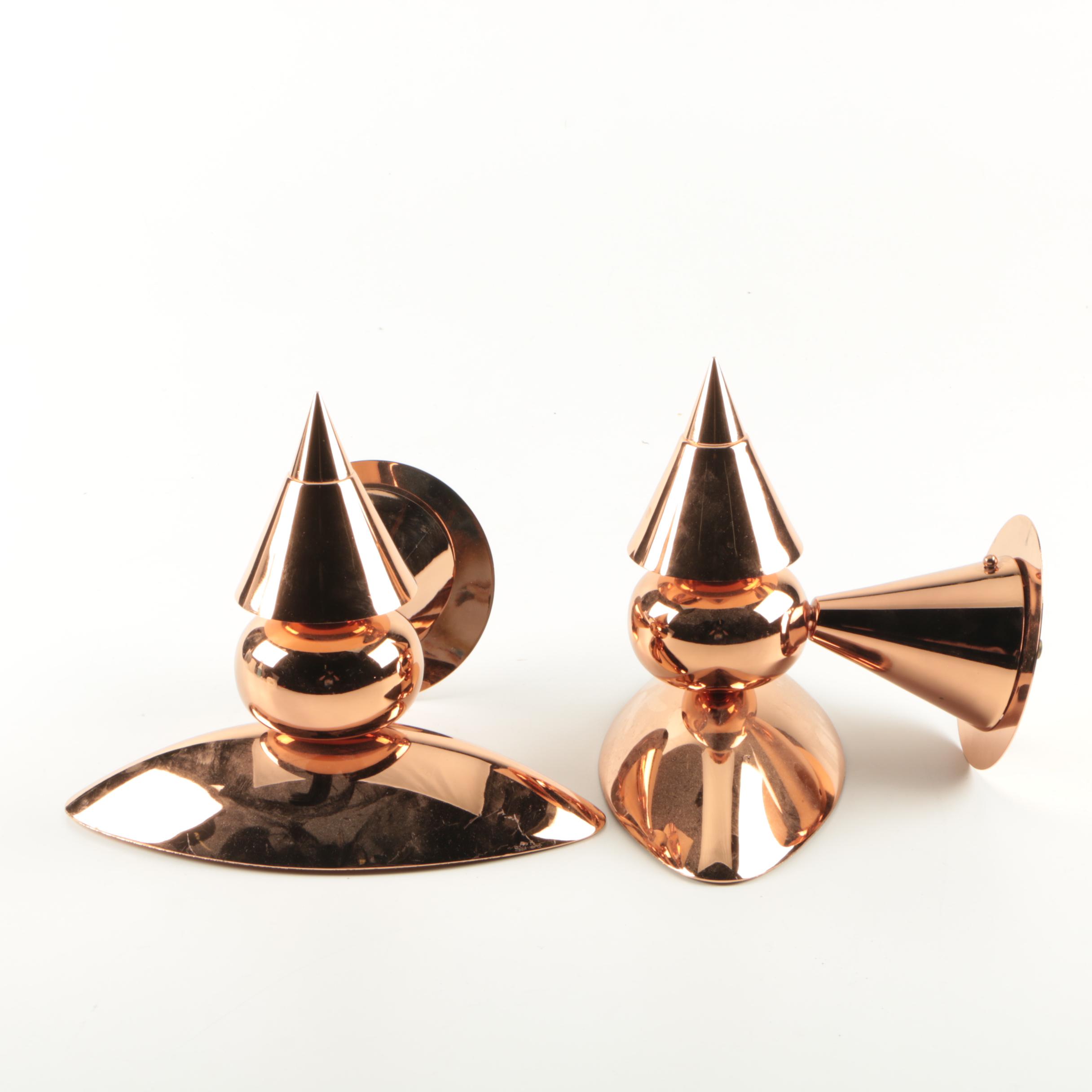 Modernist Italian Copper Tone Wall Lighting
