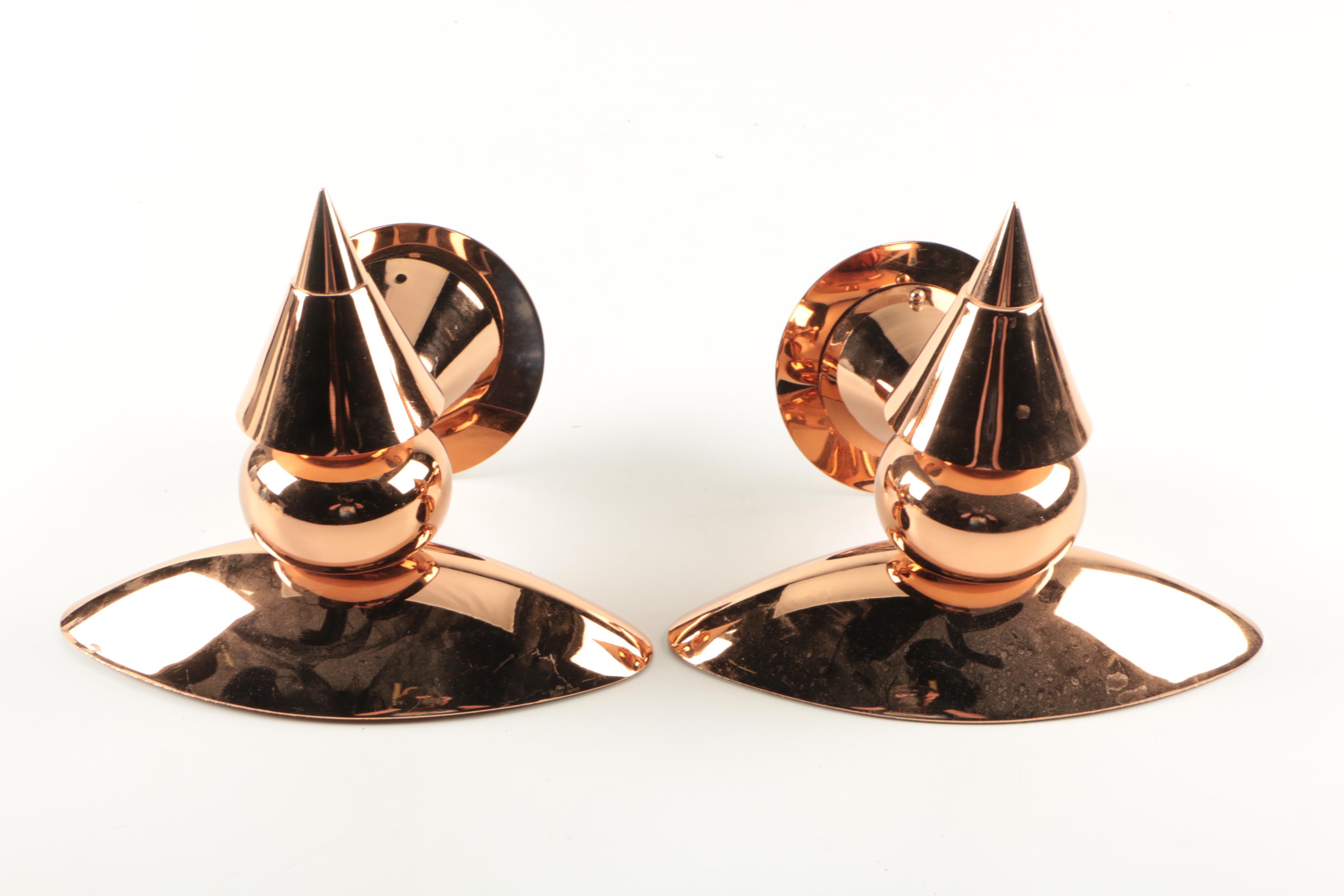 Modernist Italian Copper Tone Wall Lighting
