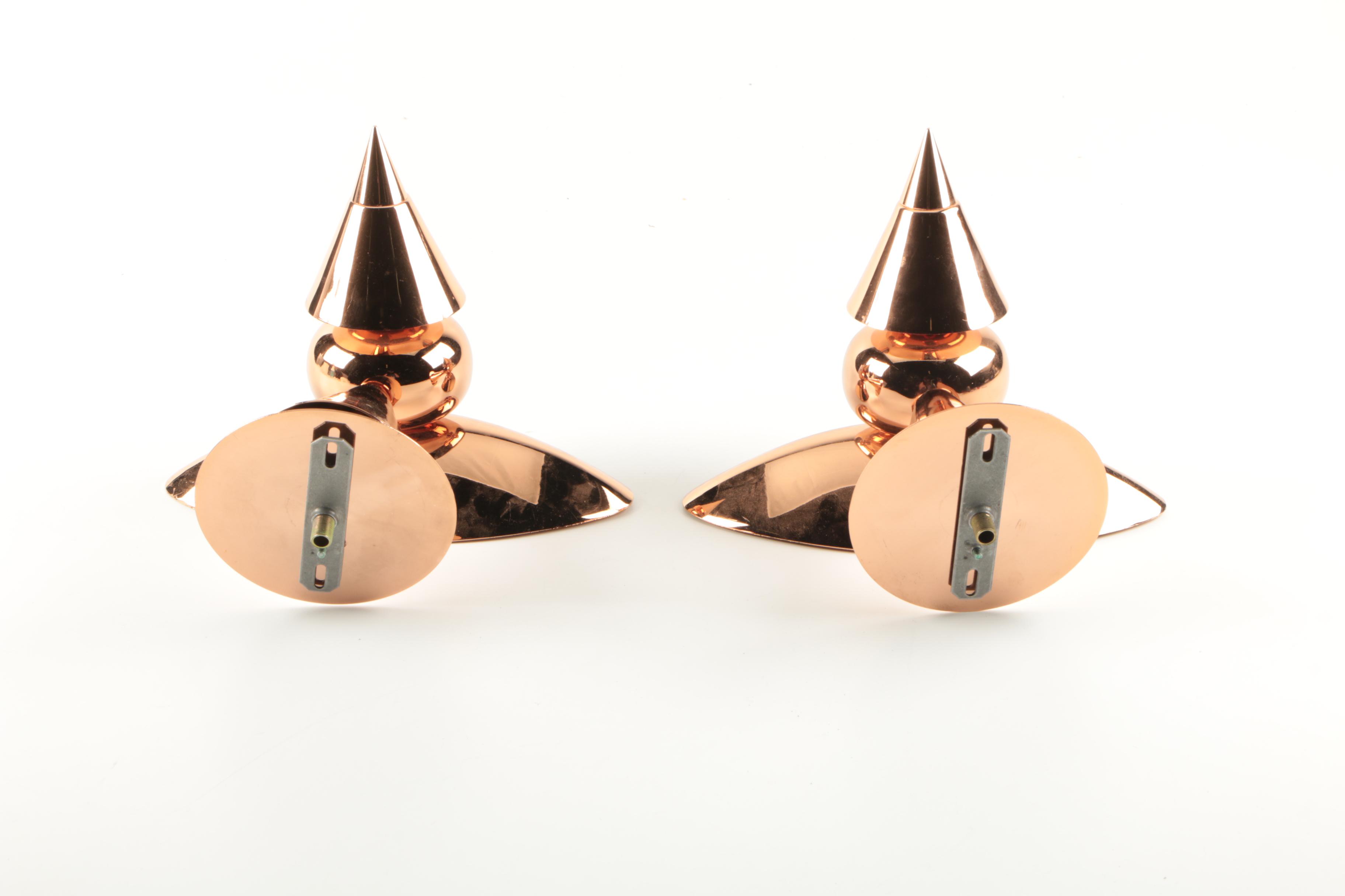 Modernist Italian Copper Tone Wall Lighting