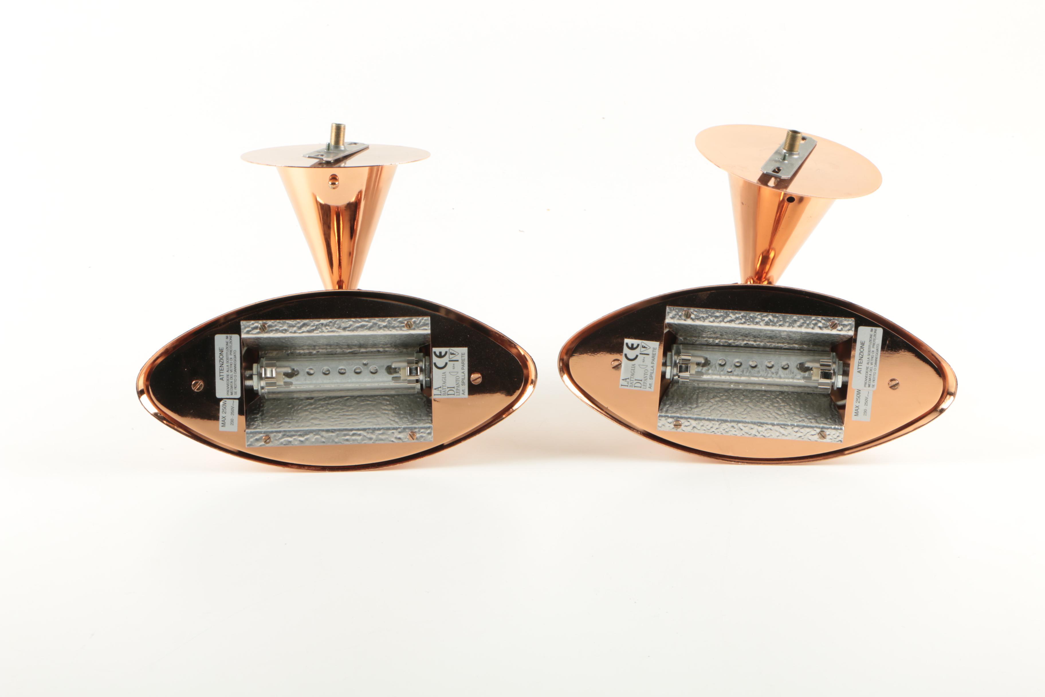 Modernist Italian Copper Tone Wall Lighting