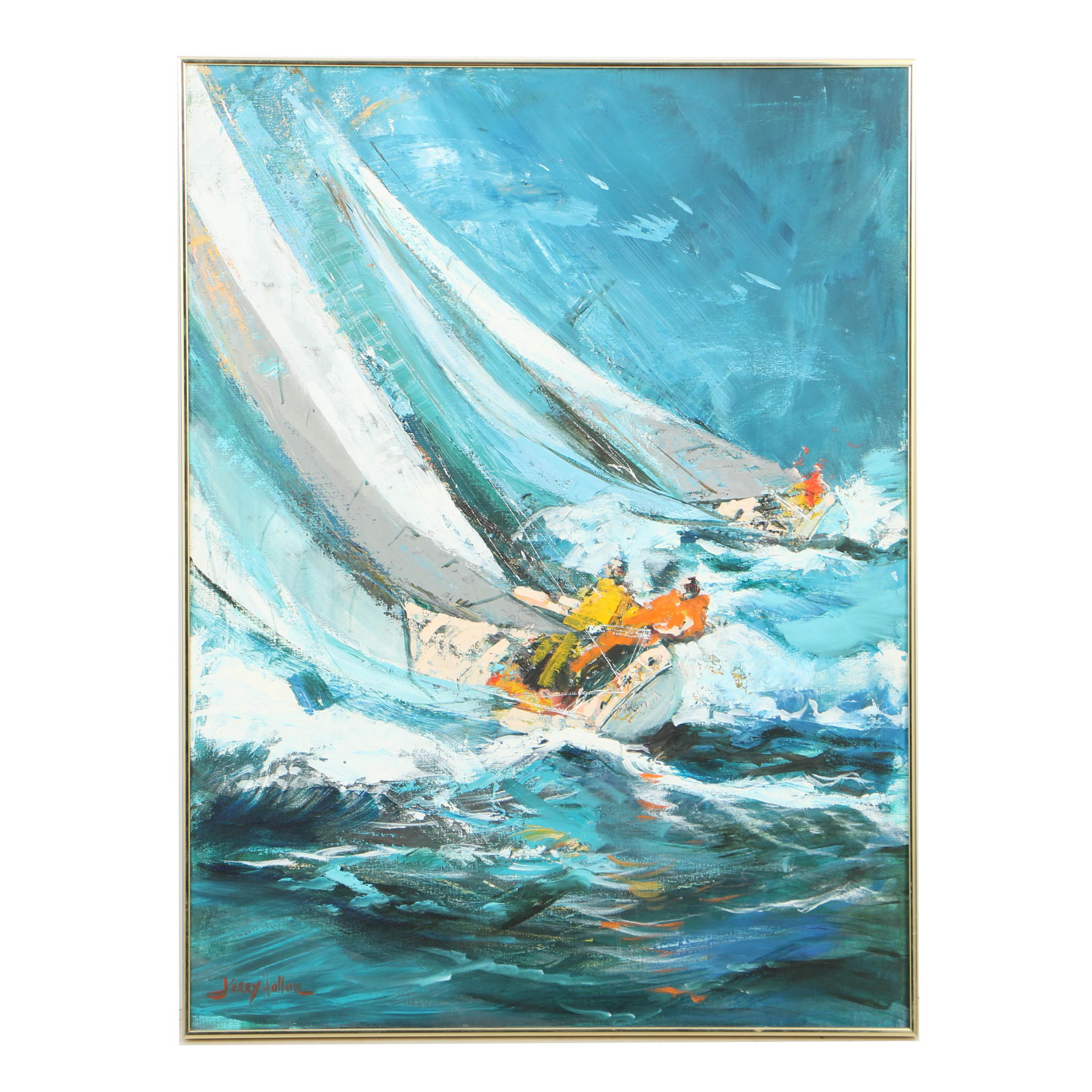 Kerry Hallam Abstract Oil Painting on Canvas of Marine Scene