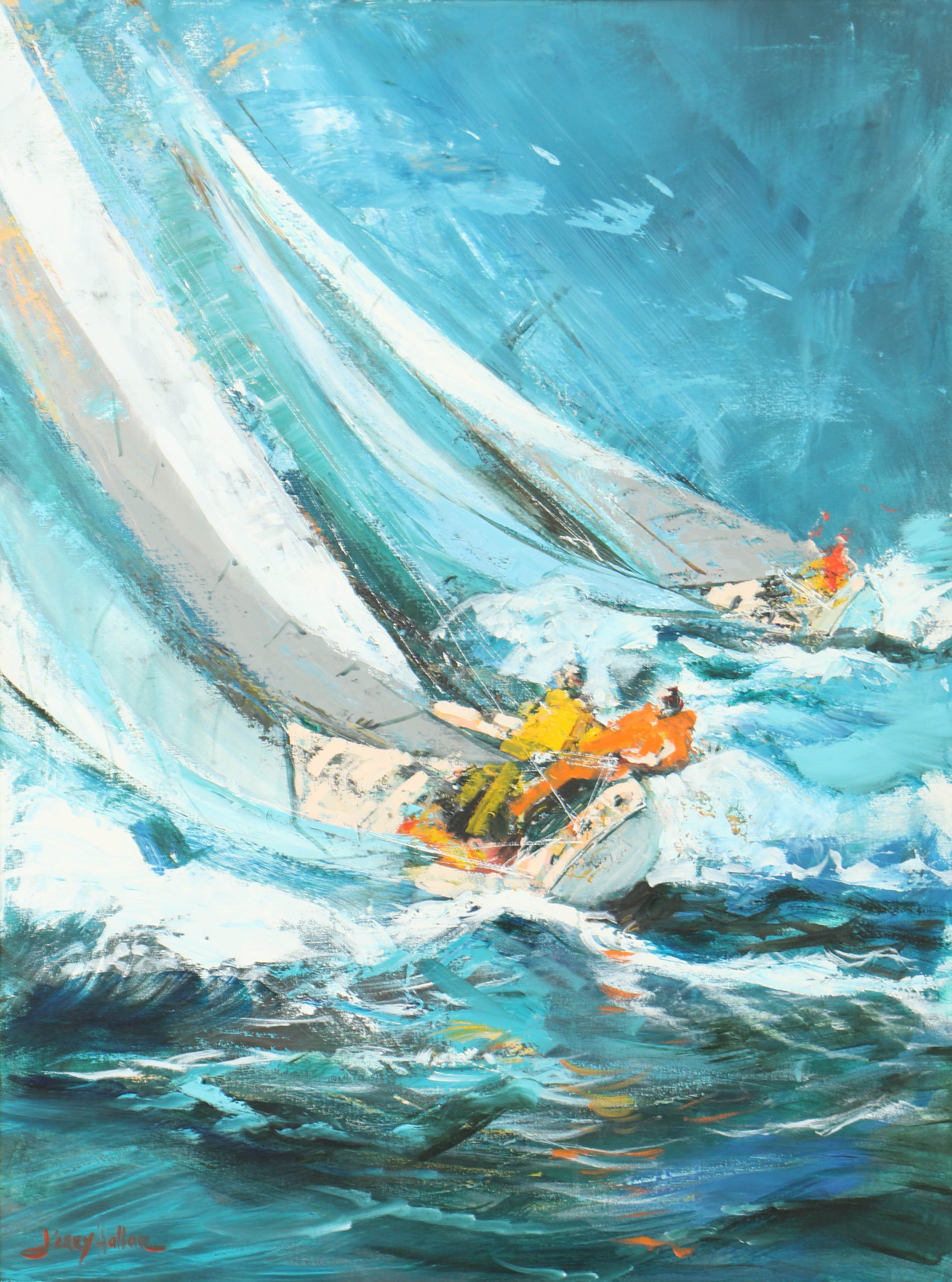 Kerry Hallam Abstract Oil Painting on Canvas of Marine Scene