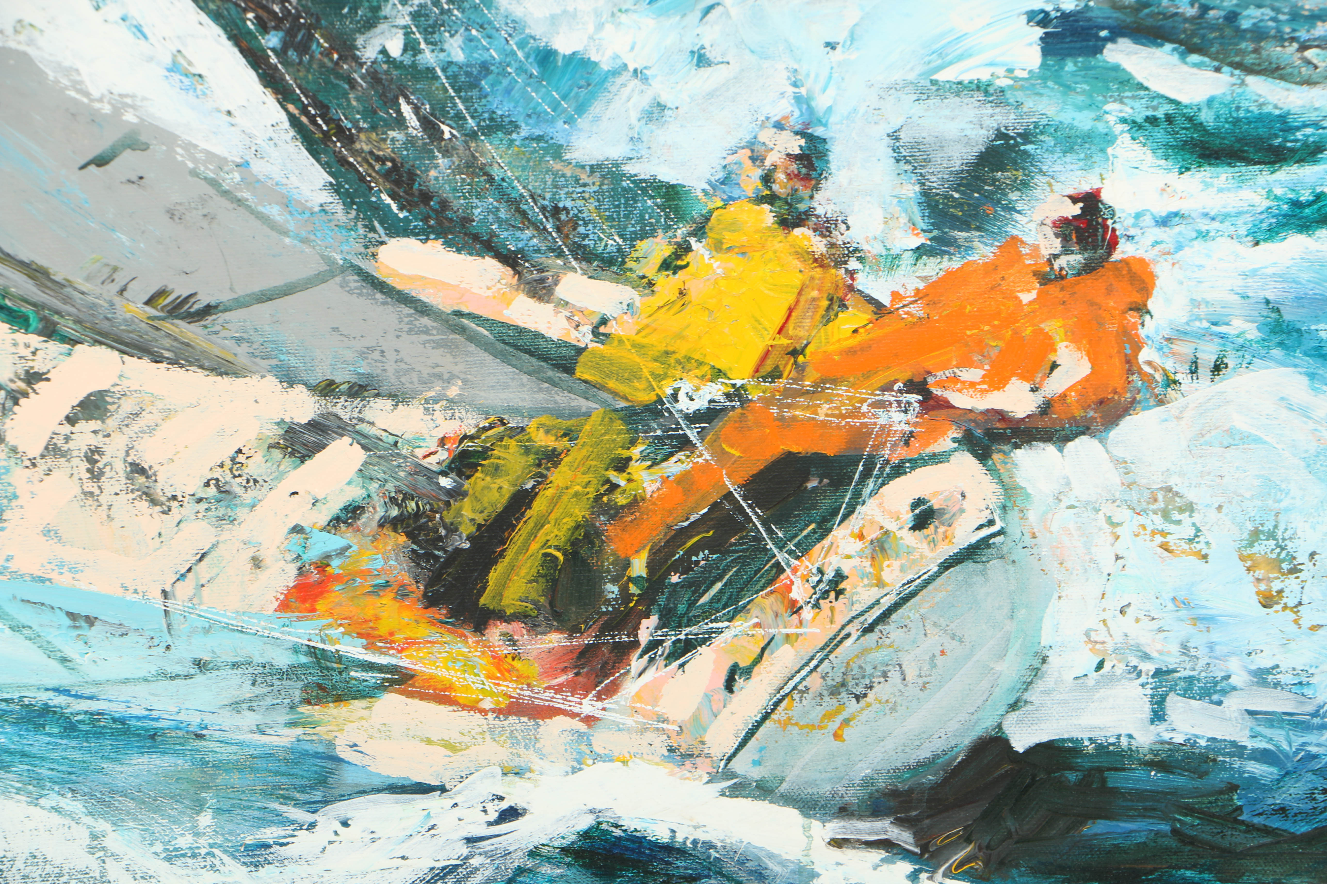 Kerry Hallam Abstract Oil Painting on Canvas of Marine Scene