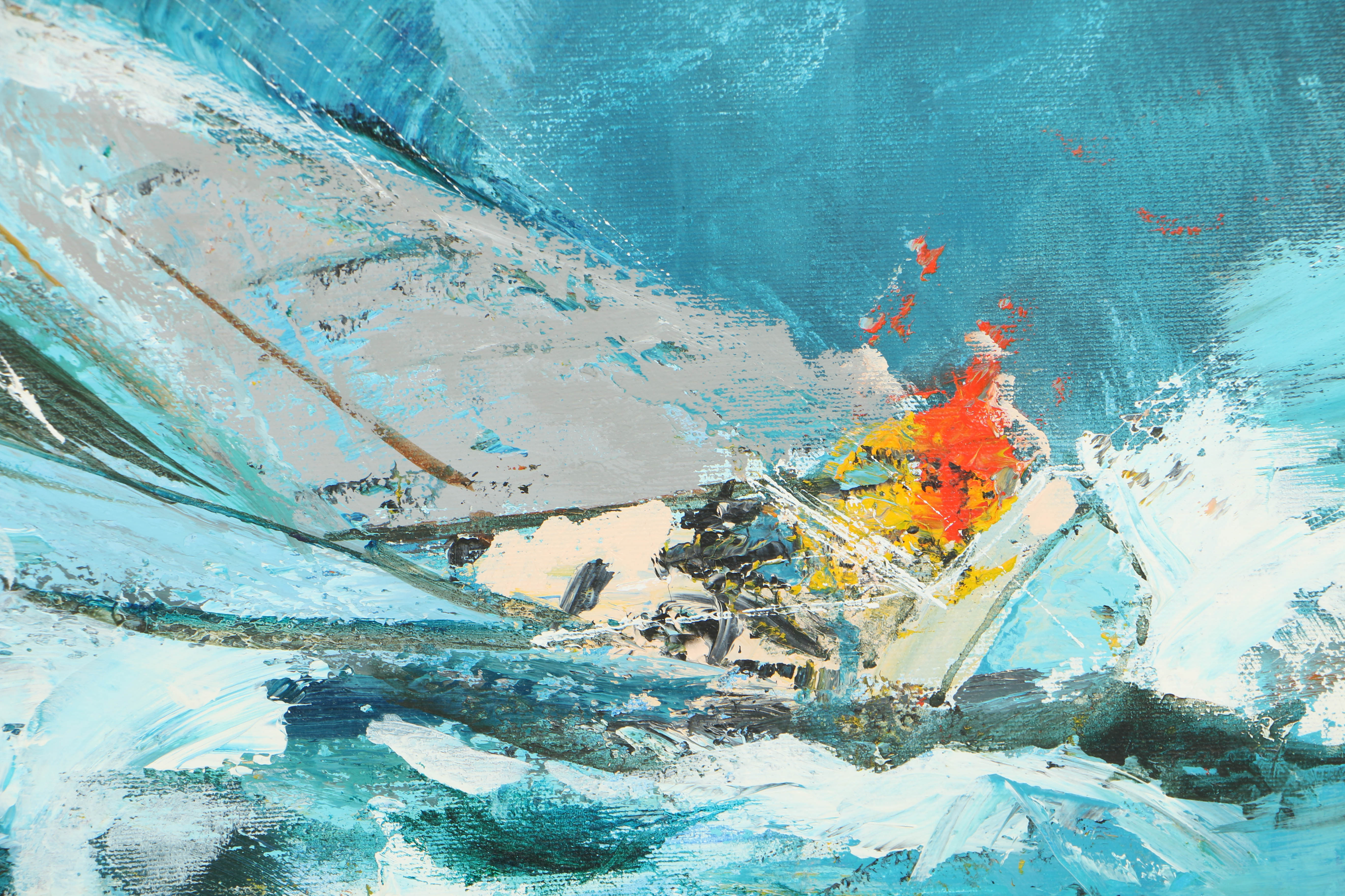 Kerry Hallam Abstract Oil Painting on Canvas of Marine Scene