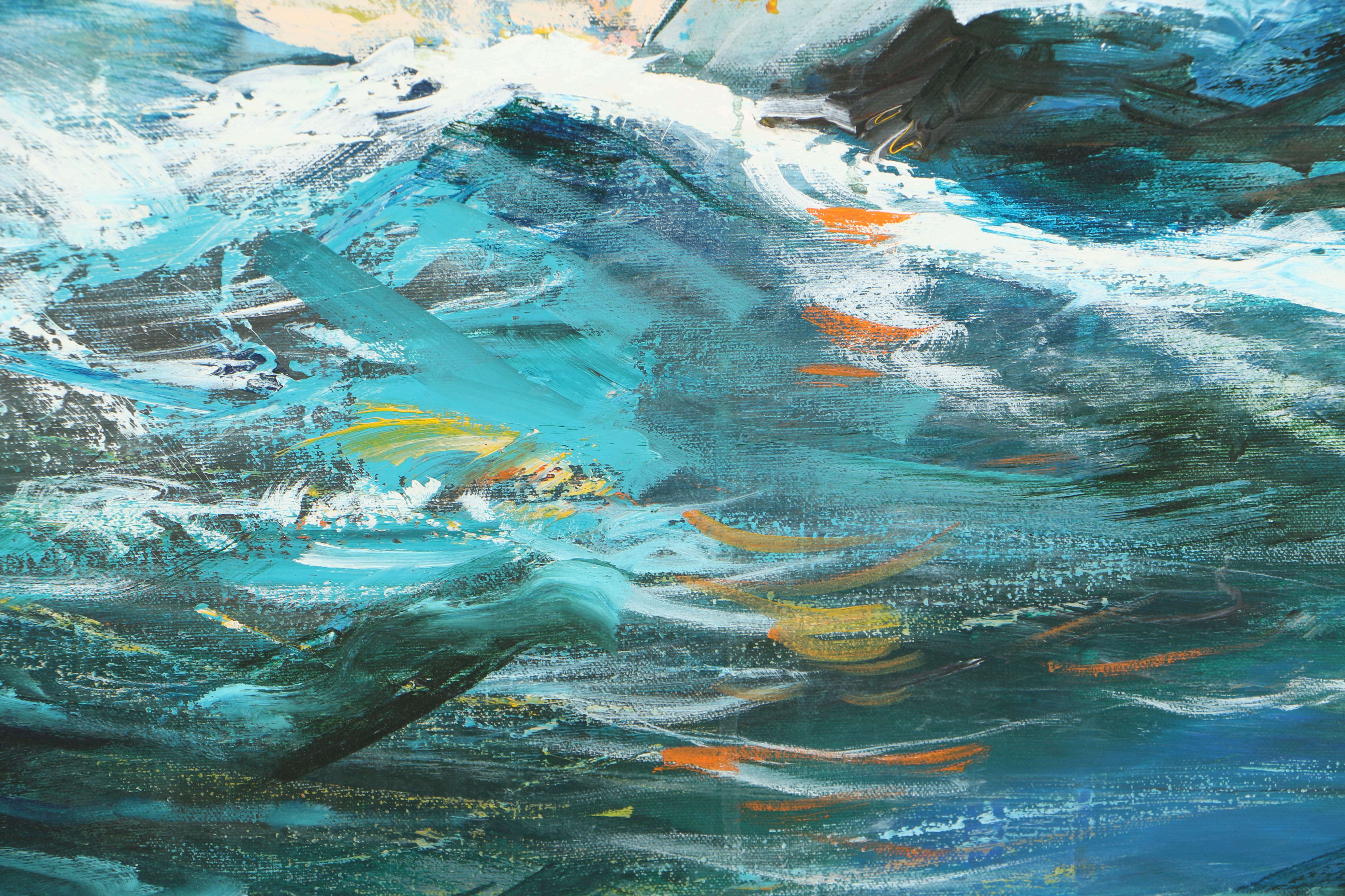 Kerry Hallam Abstract Oil Painting on Canvas of Marine Scene