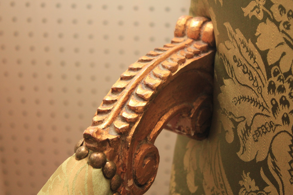 Louis XV Style Green Brocade Fauteuil