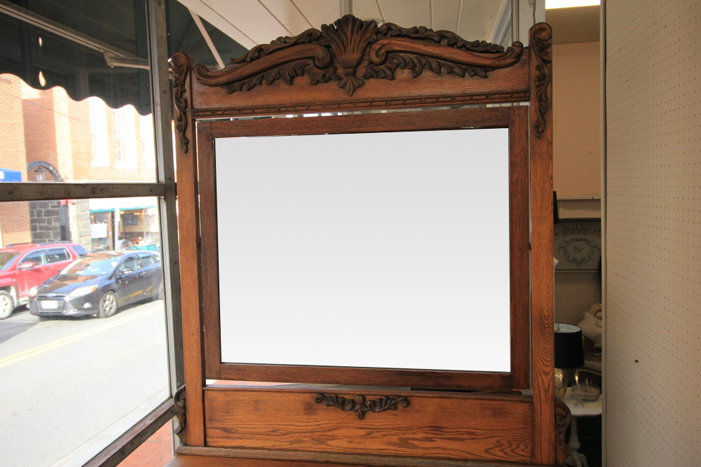 Antique Late Victorian Oak Dresser & Mirror