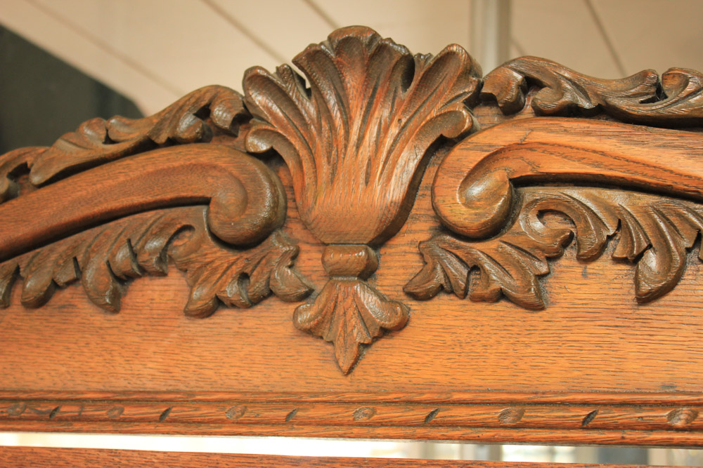 Antique Late Victorian Oak Dresser & Mirror