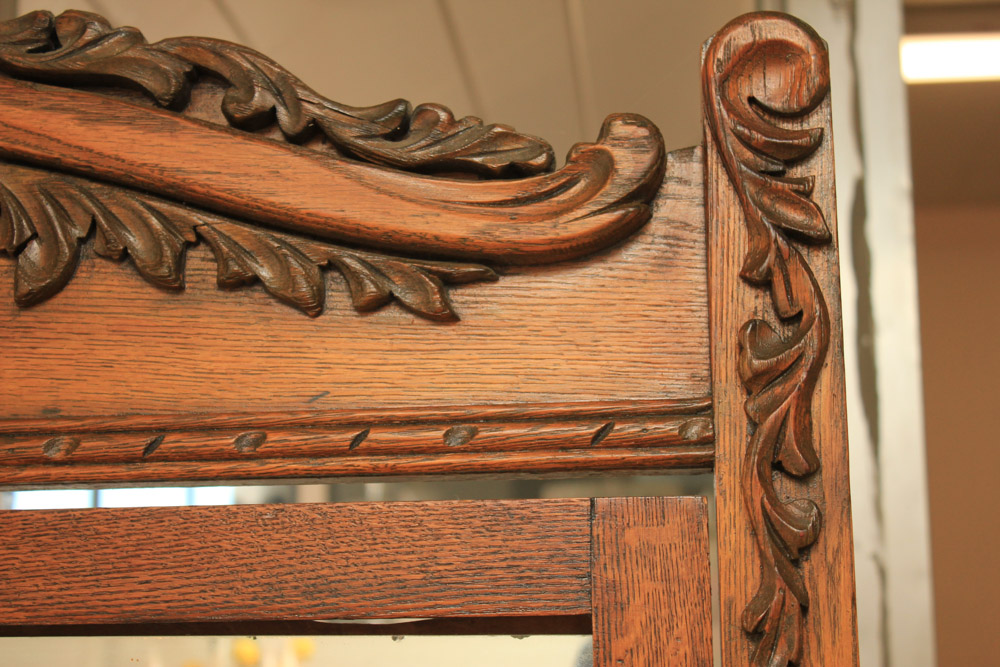 Antique Late Victorian Oak Dresser & Mirror