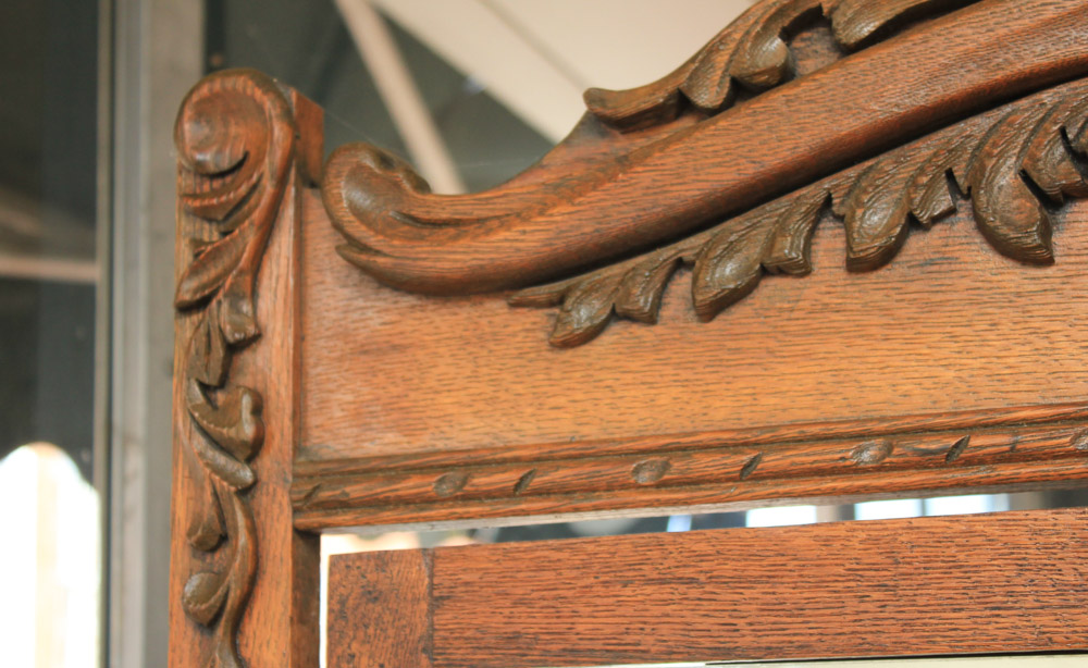 Antique Late Victorian Oak Dresser & Mirror