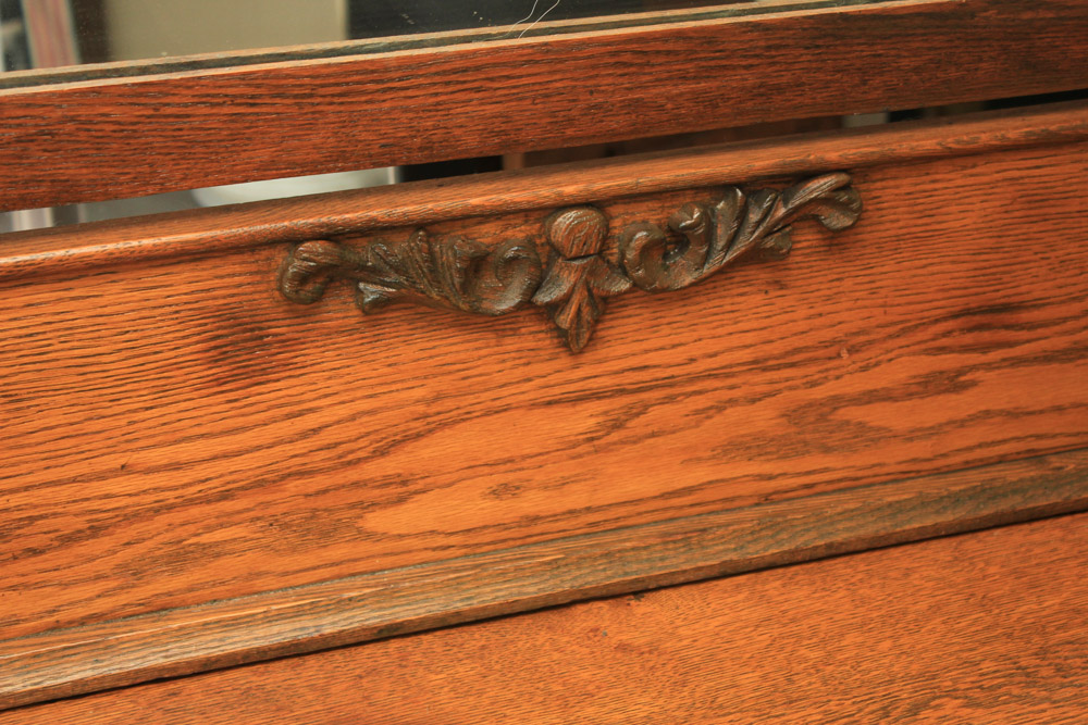 Antique Late Victorian Oak Dresser & Mirror