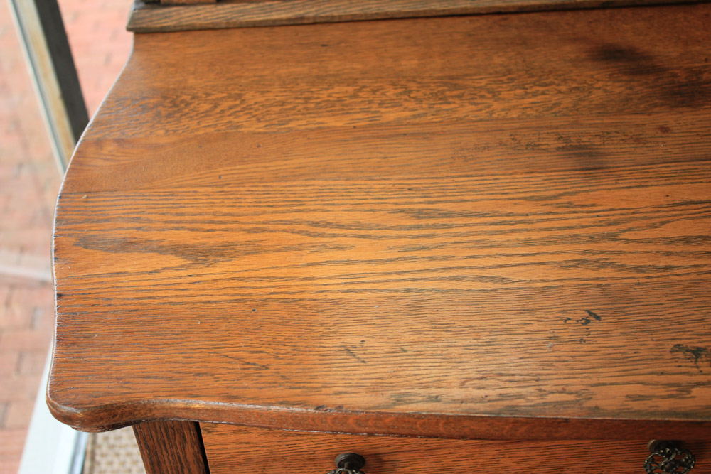 Antique Late Victorian Oak Dresser & Mirror