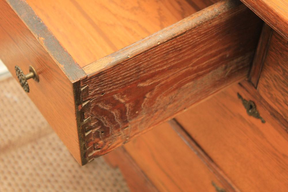 Antique Late Victorian Oak Dresser & Mirror