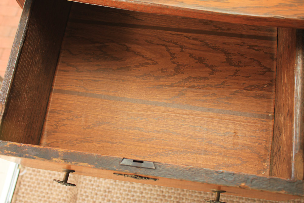 Antique Late Victorian Oak Dresser & Mirror