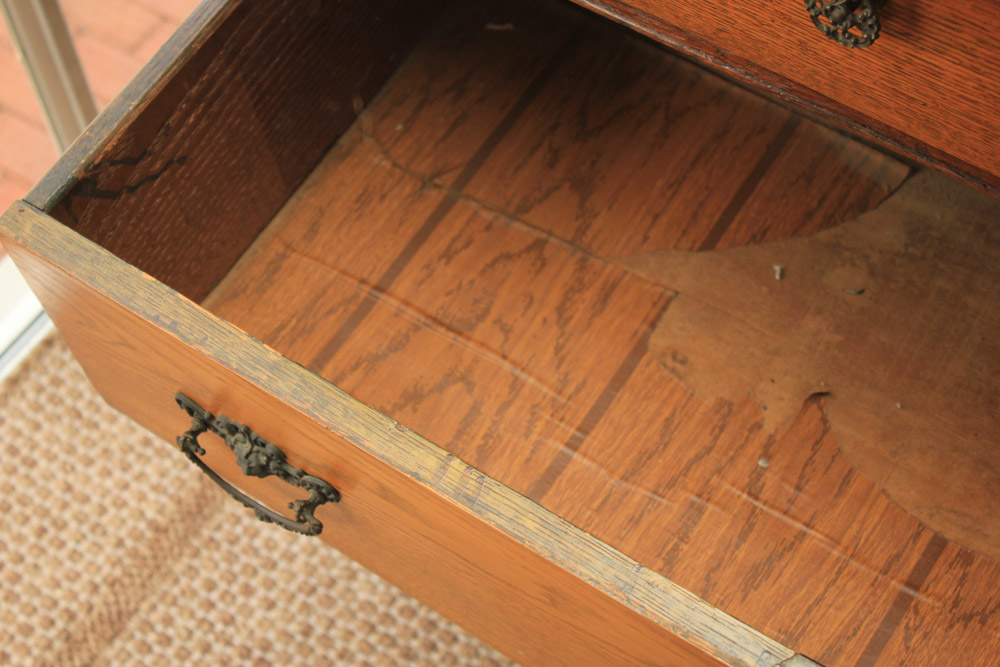Antique Late Victorian Oak Dresser & Mirror
