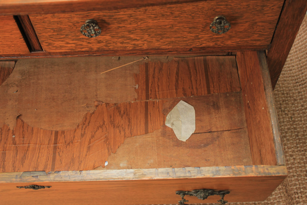 Antique Late Victorian Oak Dresser & Mirror