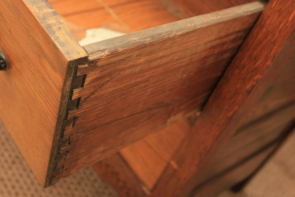 Antique Late Victorian Oak Dresser & Mirror