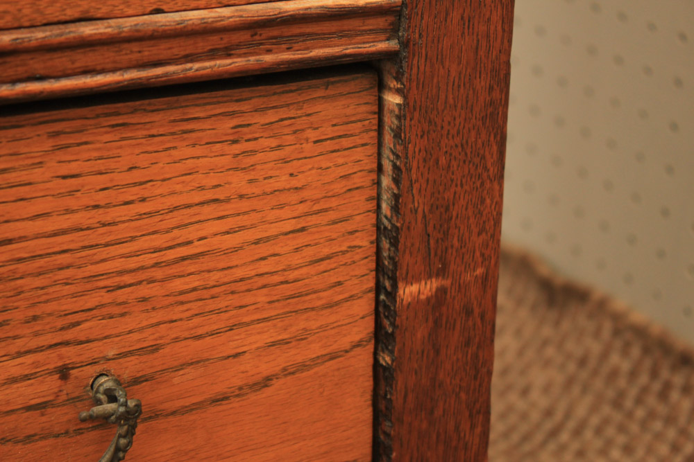 Antique Late Victorian Oak Dresser & Mirror