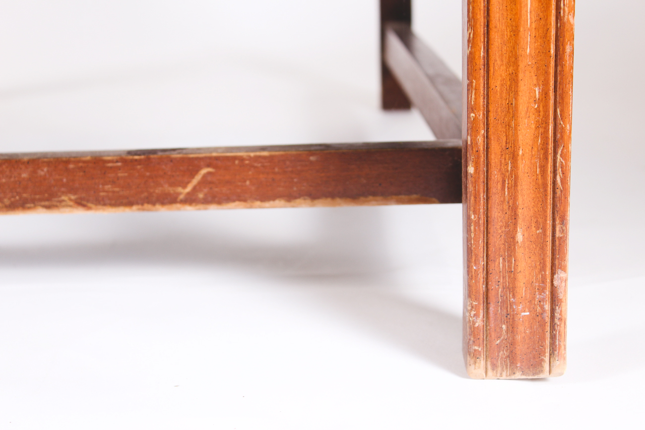 Stegman's Vintage Blue Leather Upholstered Wingback Armchair