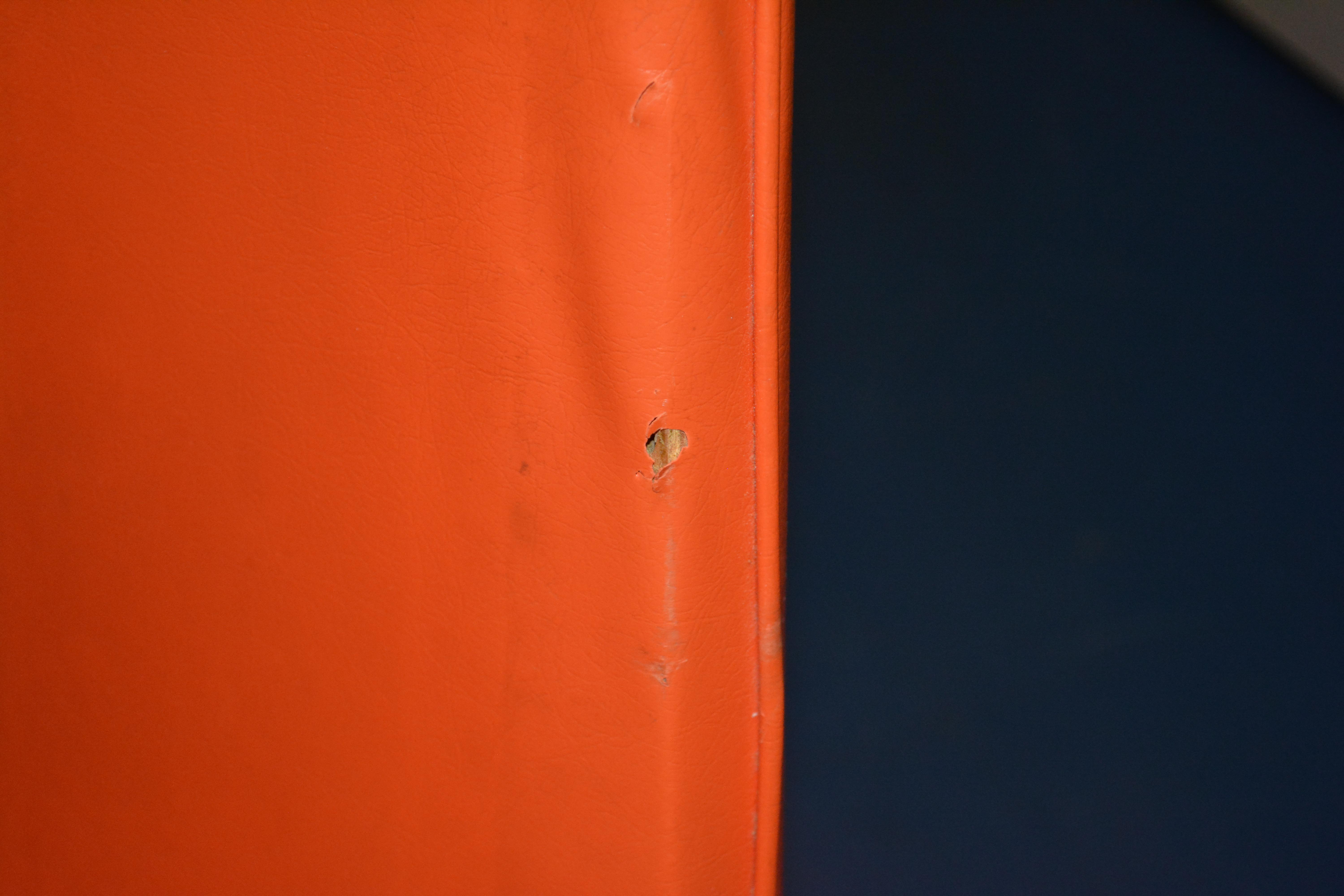 Mid Century Modern Orange Vinyl Bar Stool