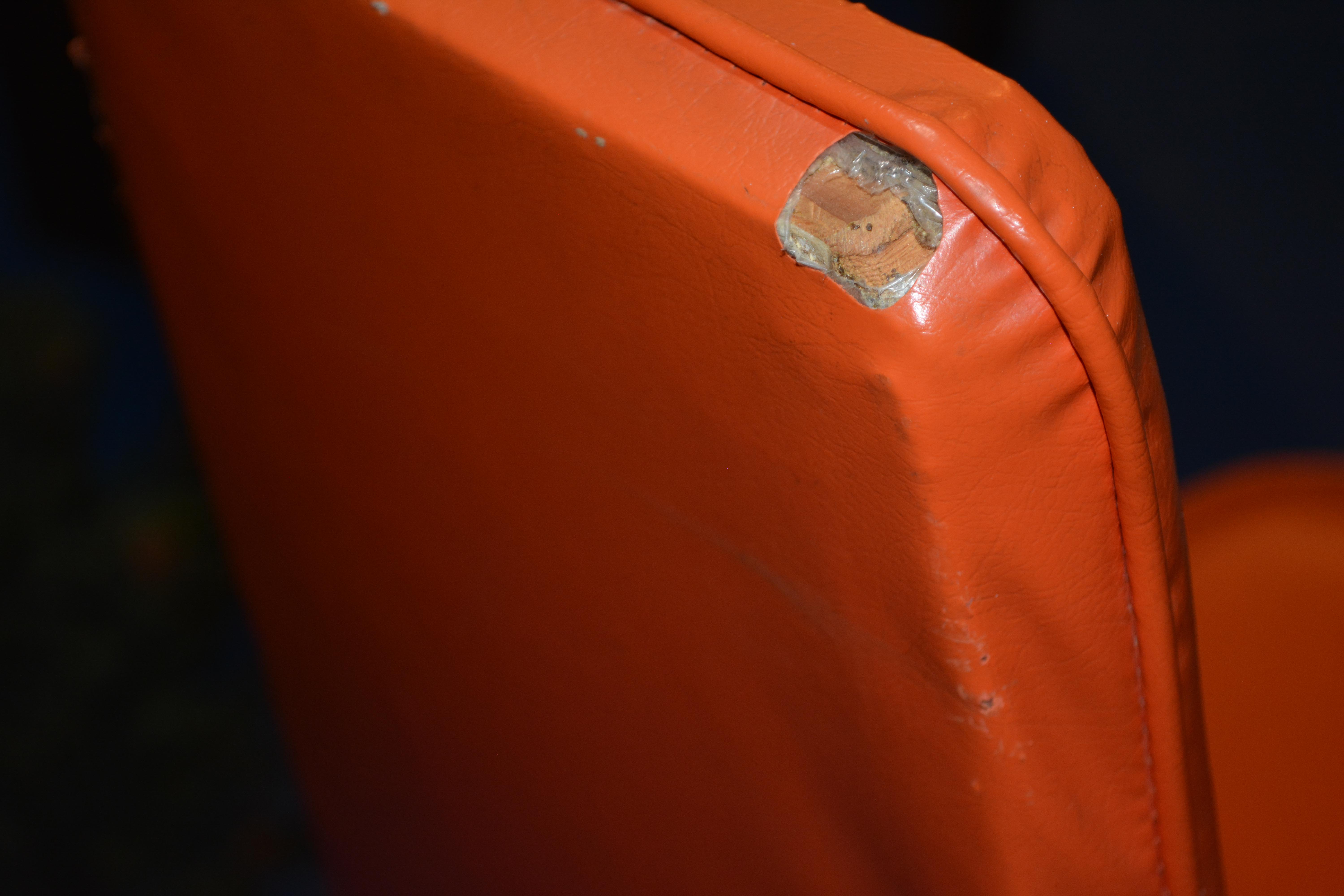 Mid Century Modern Orange Vinyl Bar Stool