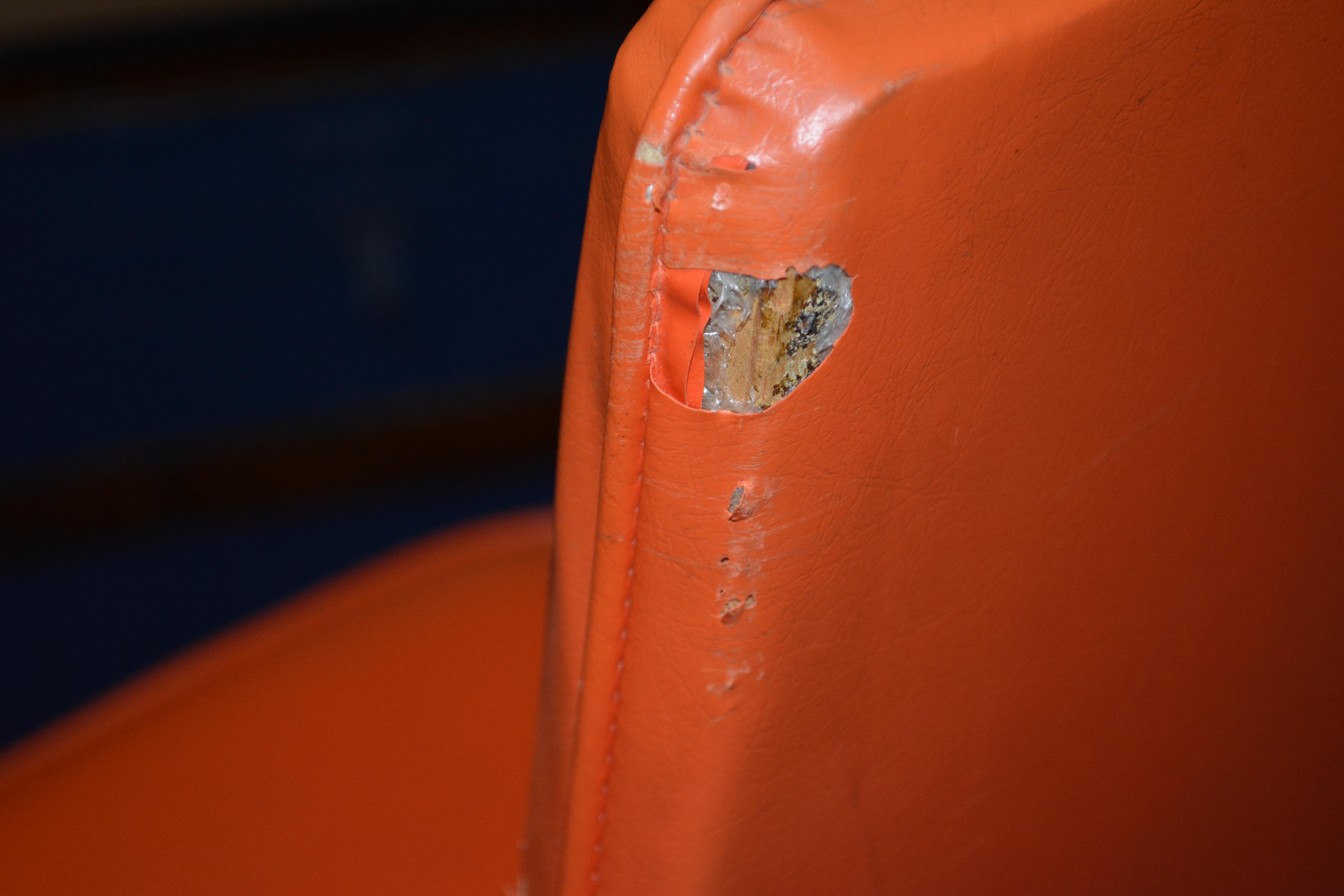 Mid Century Modern Orange Vinyl Bar Stool