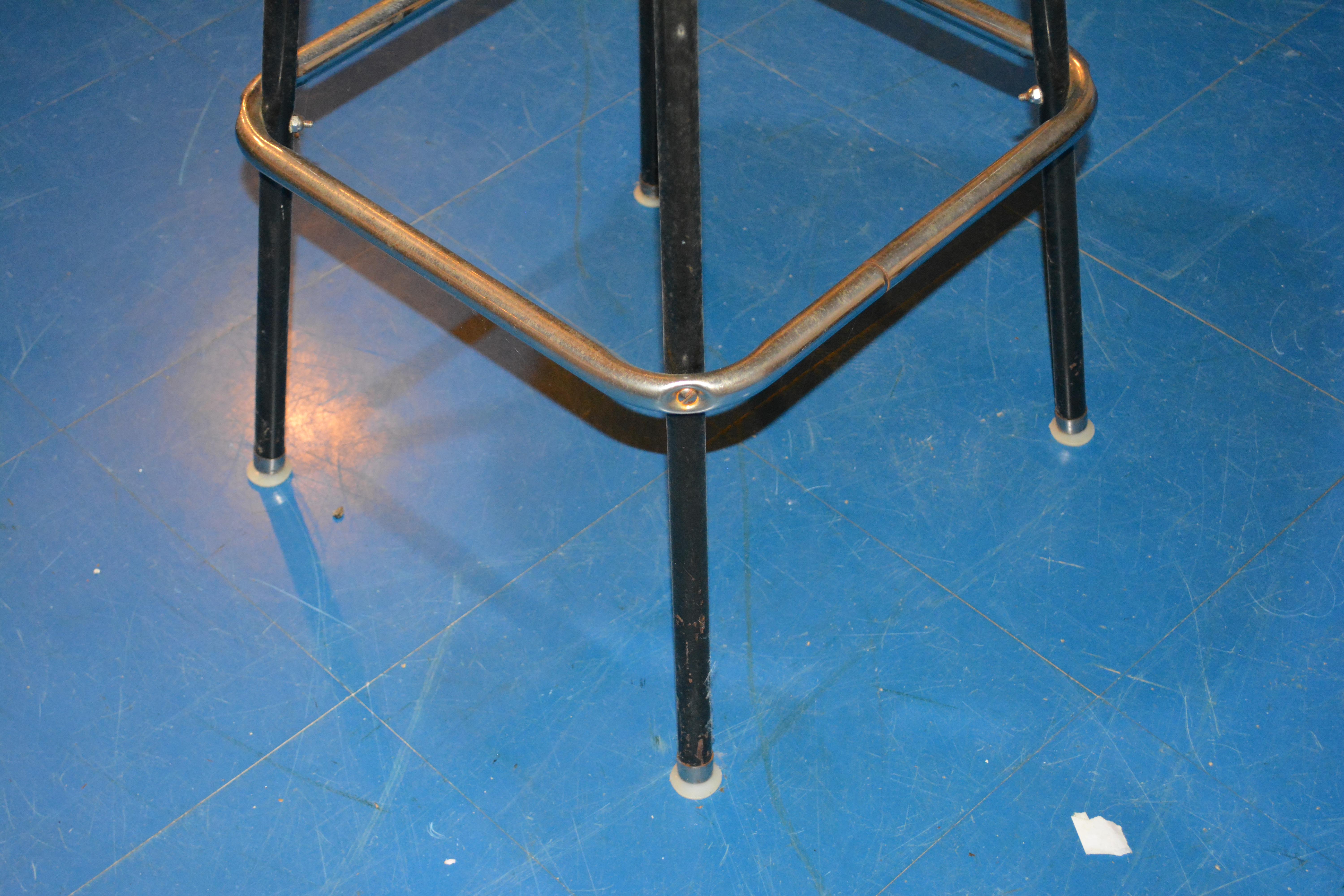 Mid Century Modern Orange Vinyl Bar Stool