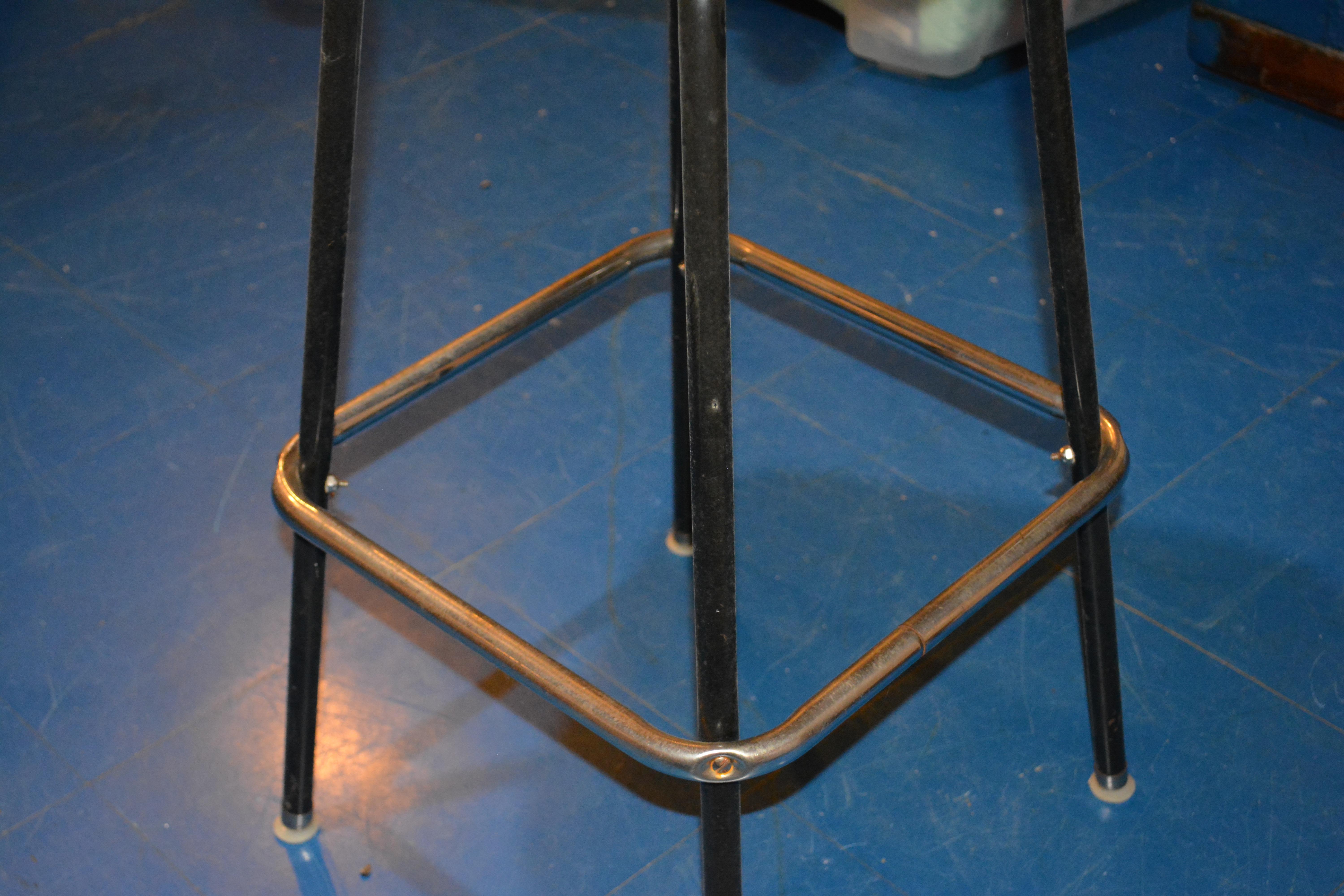 Mid Century Modern Orange Vinyl Bar Stool