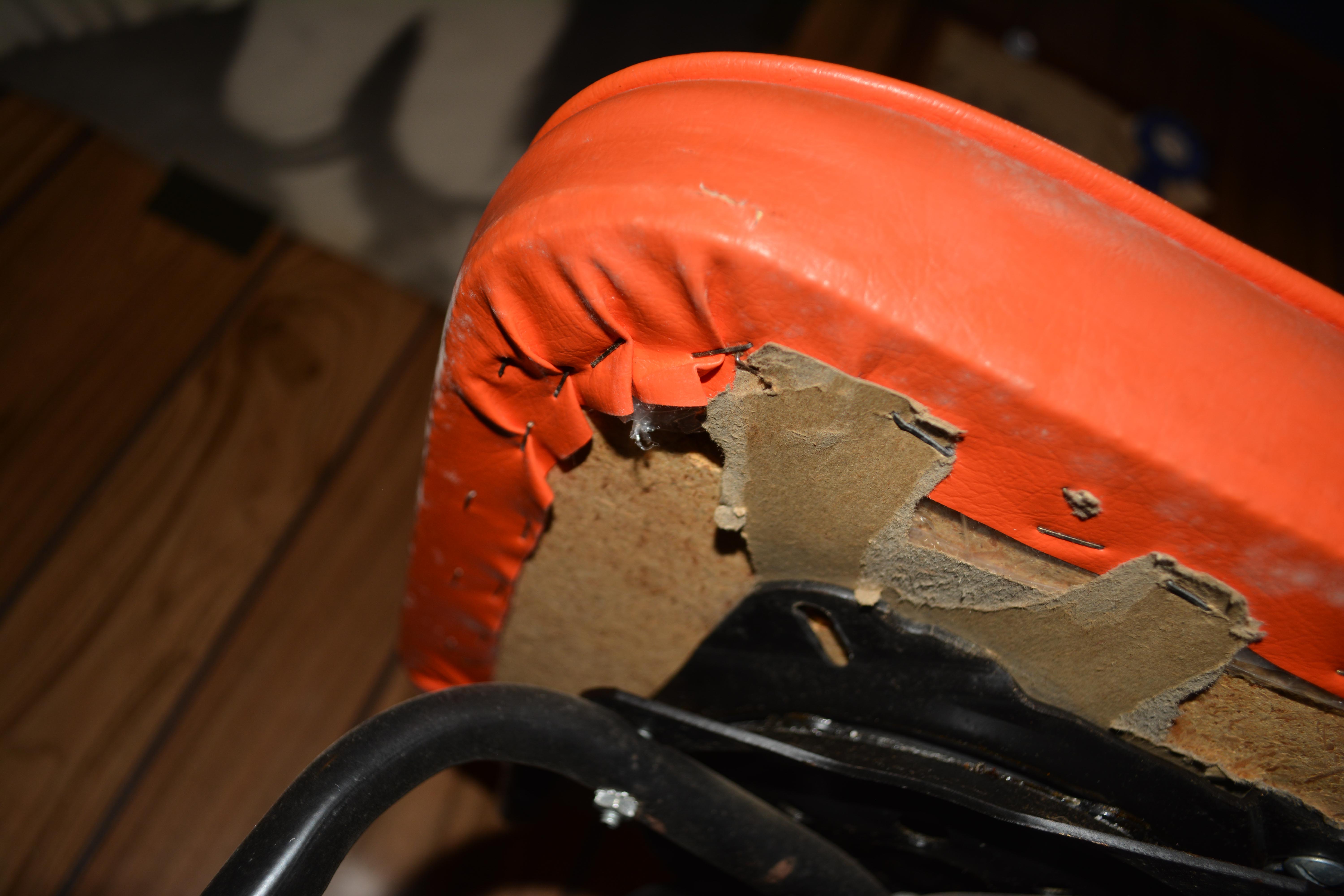 Mid Century Modern Orange Vinyl Bar Stool