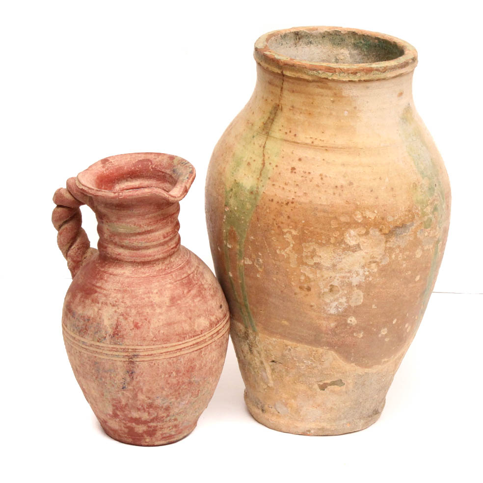 Antiqued Hand-Thrown Clay Vessels