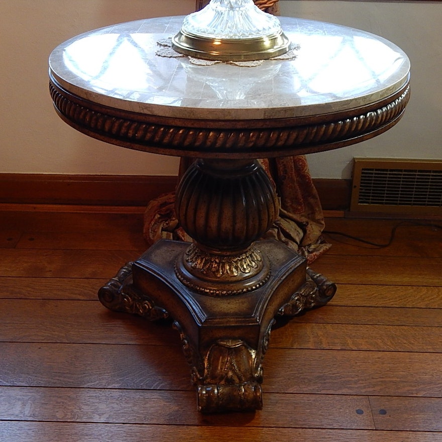 Transitional Marble Top Parlor Table
