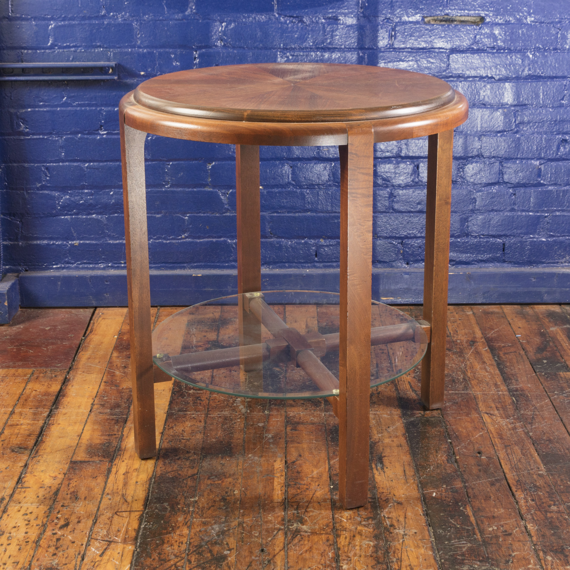 Walnut Parquet Round Table