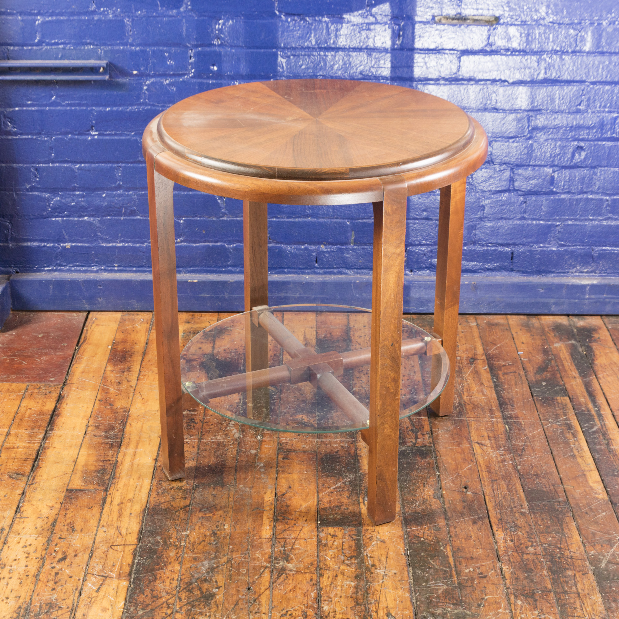 Walnut Parquet Round Table