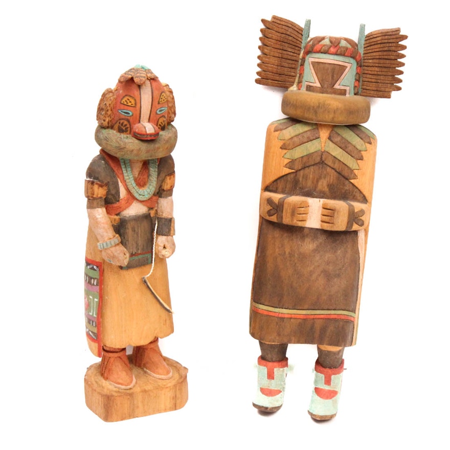 Ray Sumatzkuku Hand Carved Badger Kachina and Crow Mother