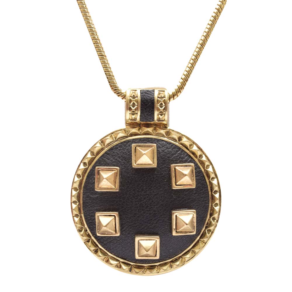 House of Harlow Gold Tone and Leather Pendant Necklace