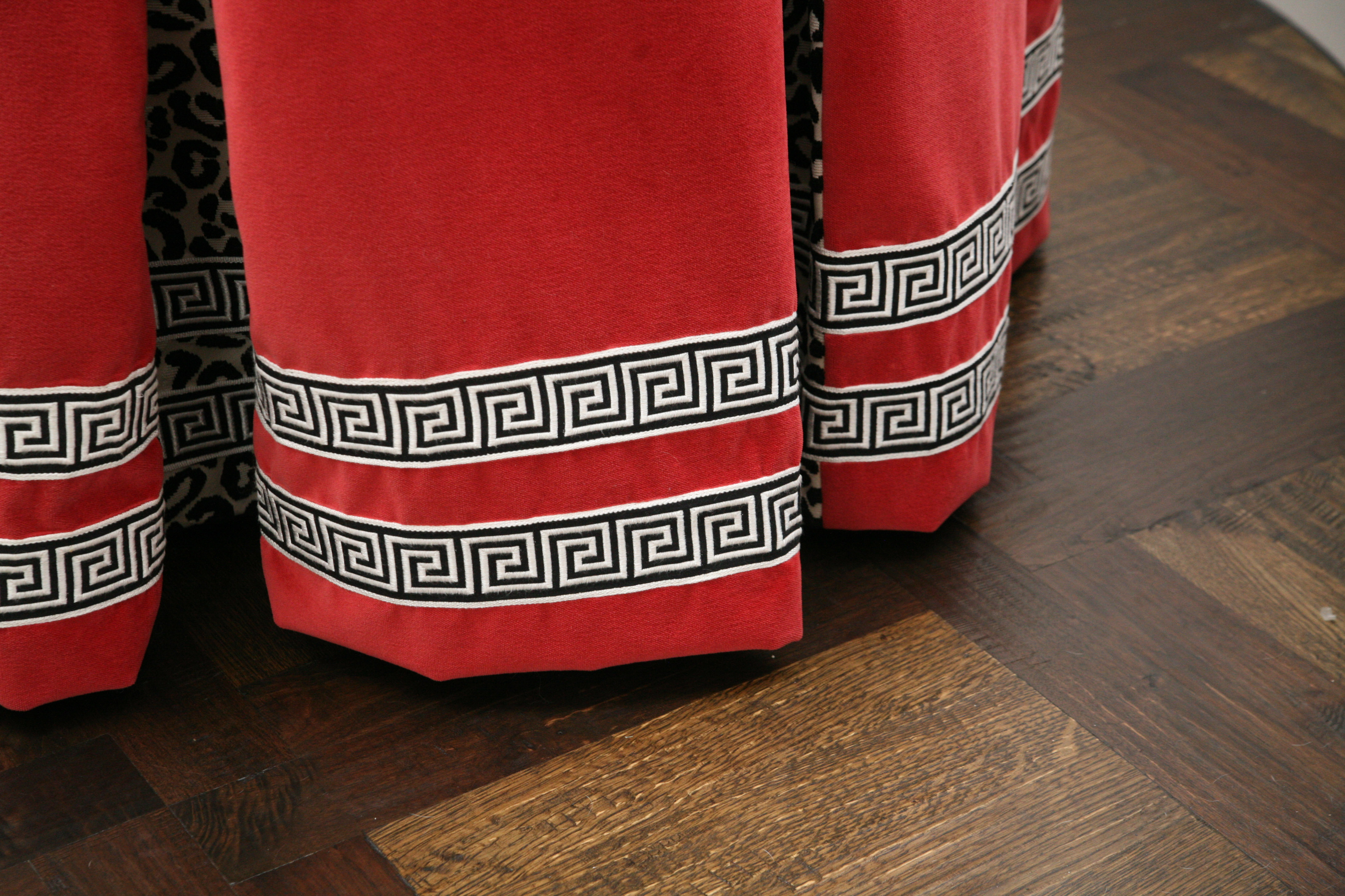 Glass Top Neoclassical Style Table with Tablecloth