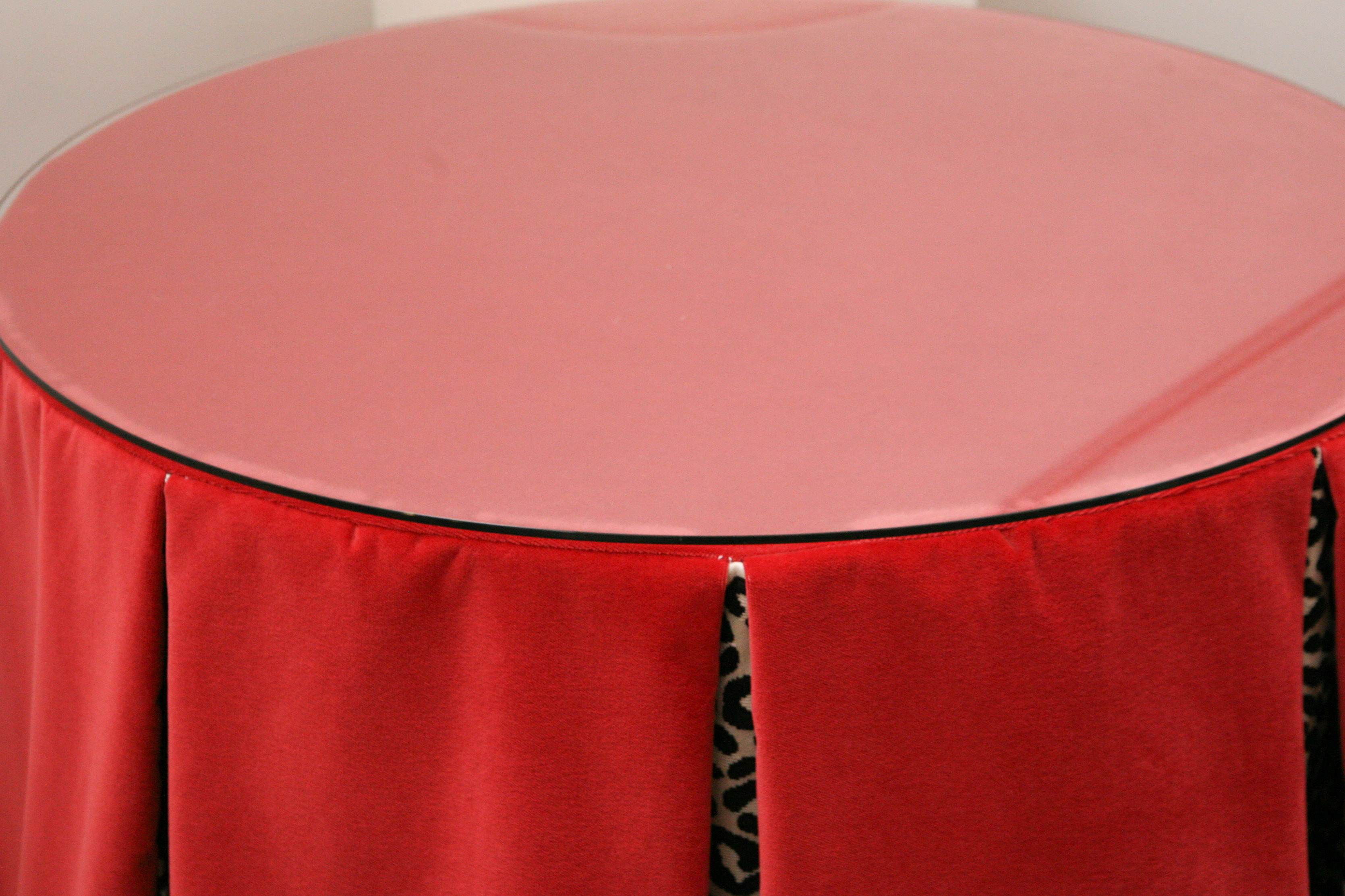 Glass Top Neoclassical Style Table with Tablecloth