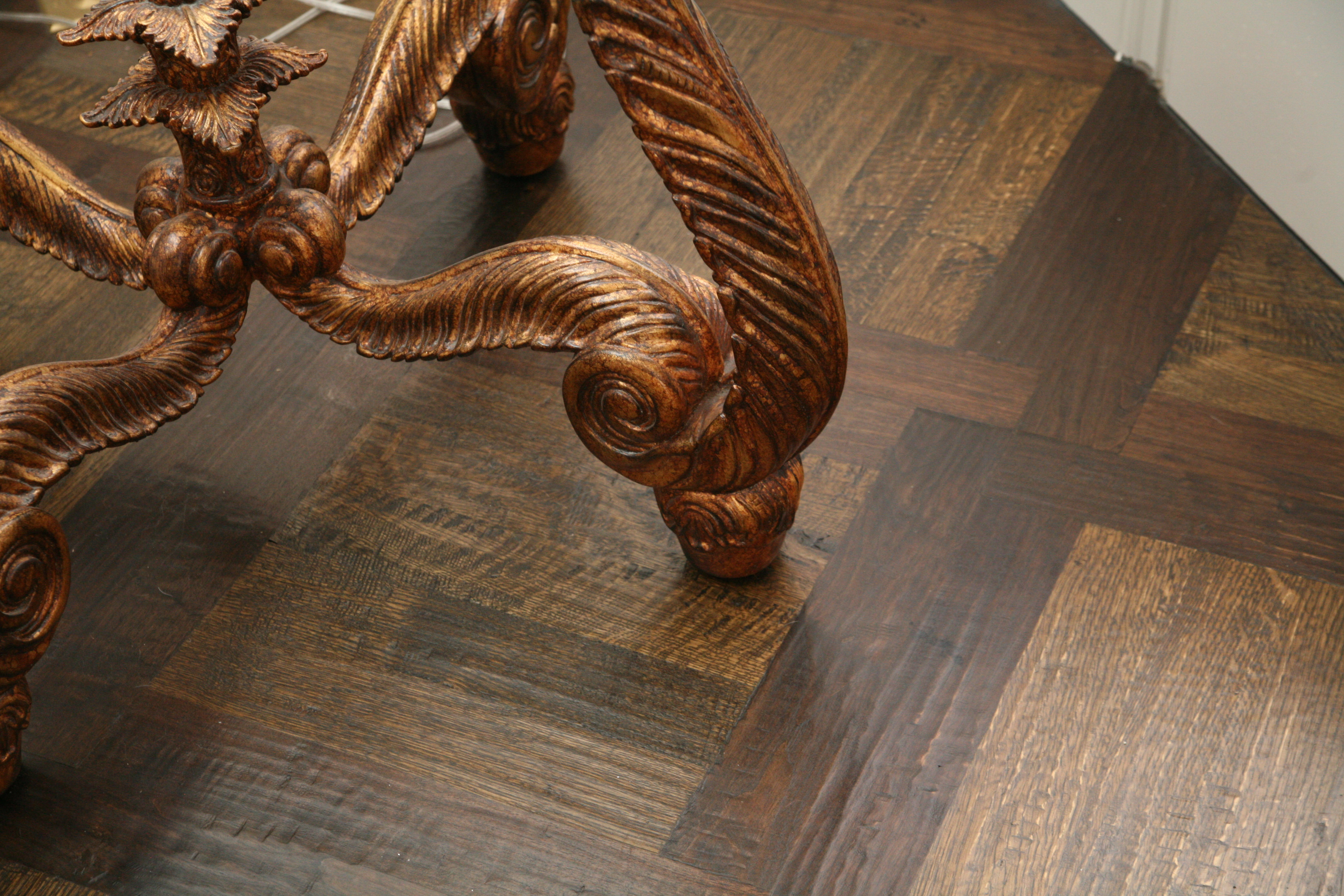 Glass Top Neoclassical Style Table with Tablecloth