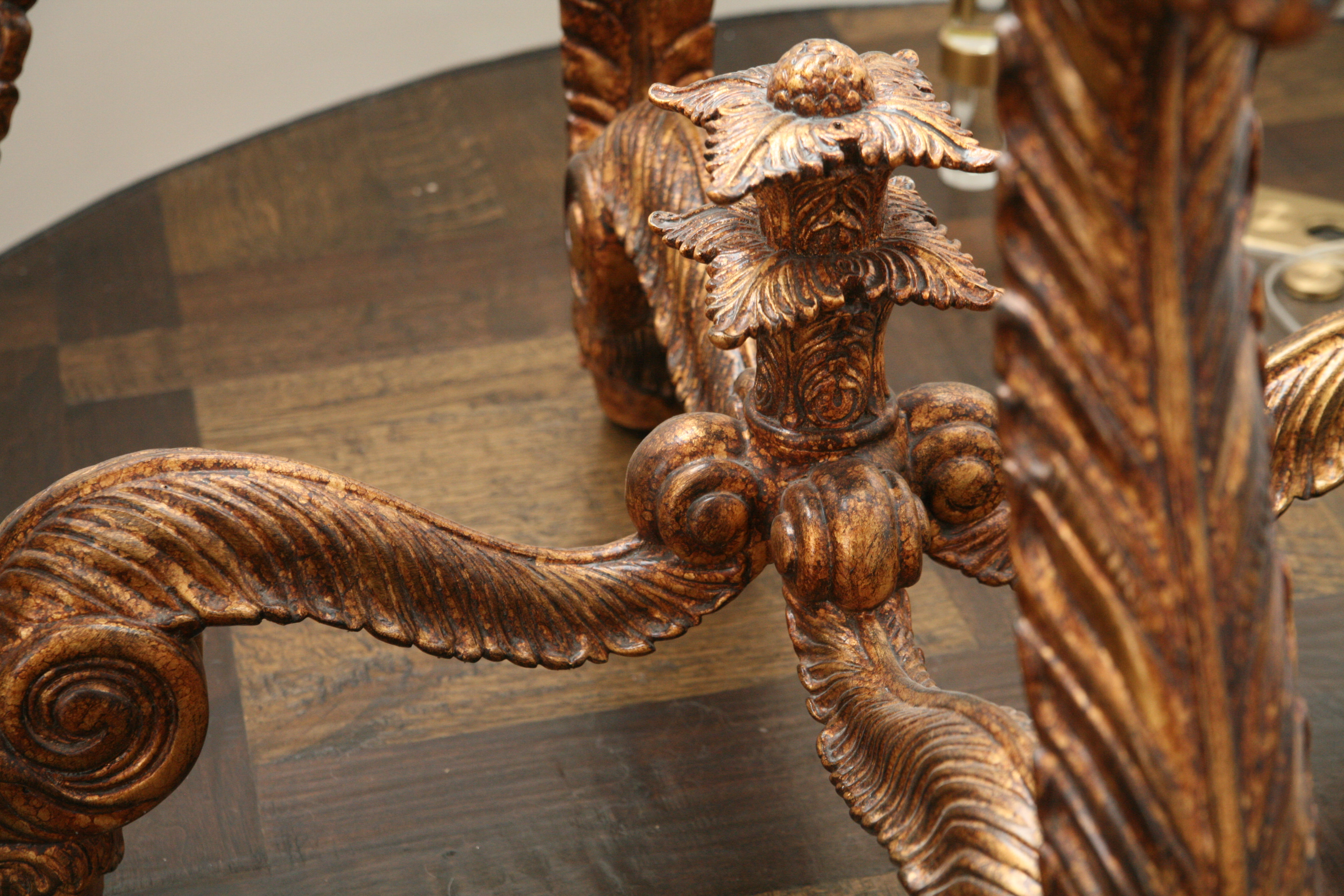 Glass Top Neoclassical Style Table with Tablecloth