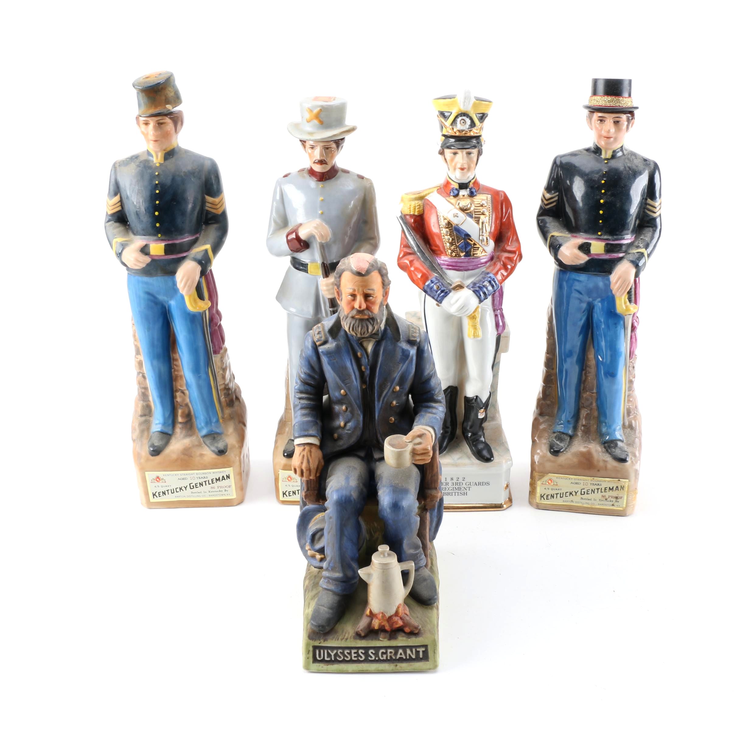 Vintage Military Liquor Decanters from Kentucky Gentleman and McCormick
