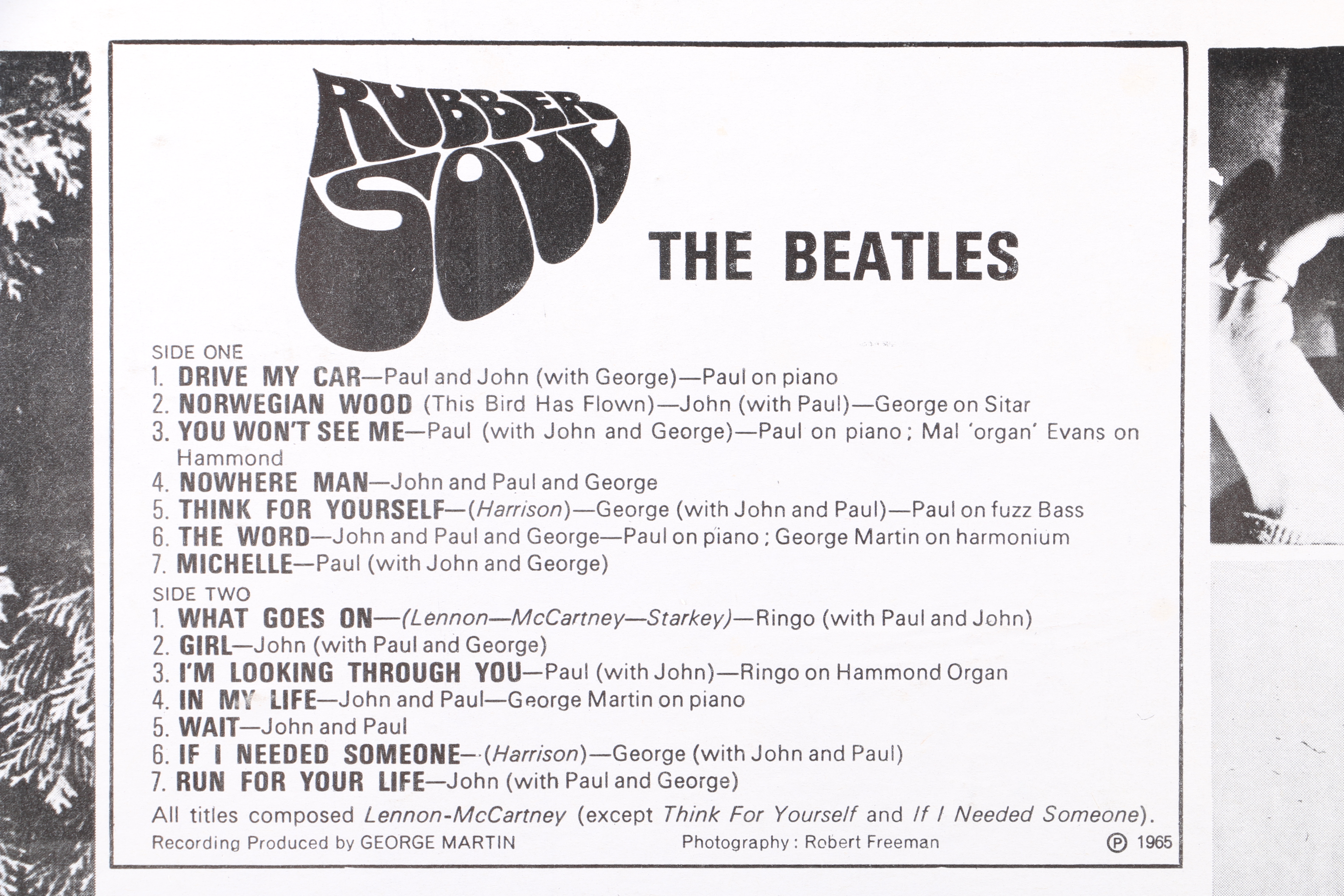 The Beatles "Rubber Soul" Original Philippines Stereo Pressing LP