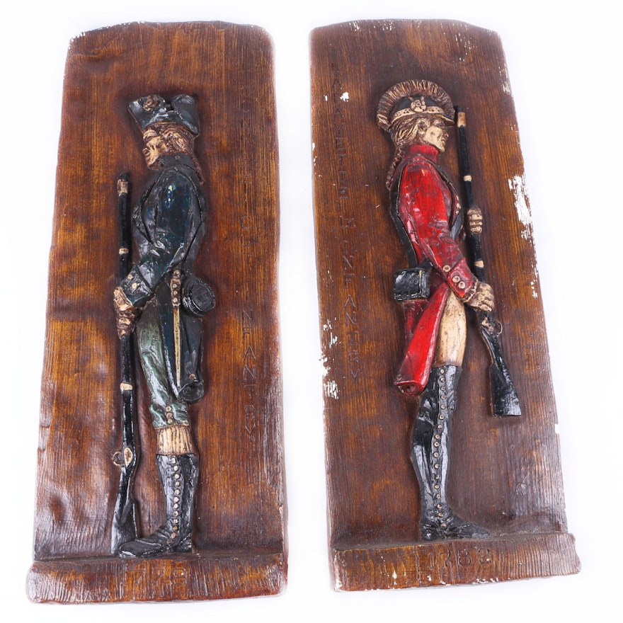 Pair of Infantry Plaster Wall Plaques