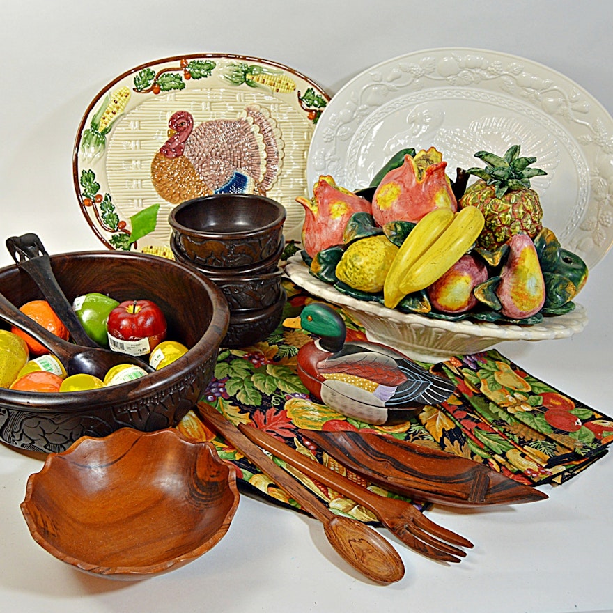 Holiday Tableware and Decor with Turkey Platters