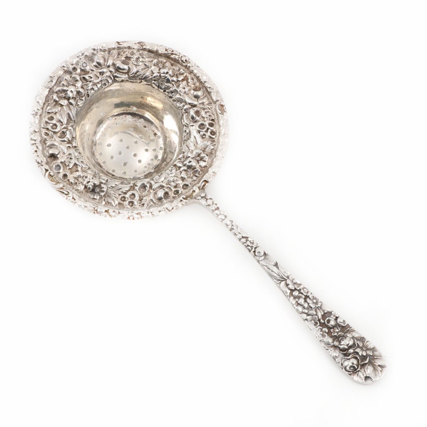 Early 20th Century Stieff Sterling Silver "Repousse" Tea Strainer