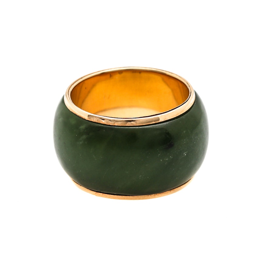 14K Yellow Gold Nephrite Ring